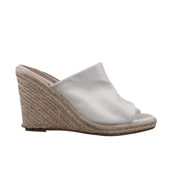 Steve Madden Shoes Womens 8.5 Sandals Wedge Slide Espadrille Leather White Urge - Picture 2 of 15